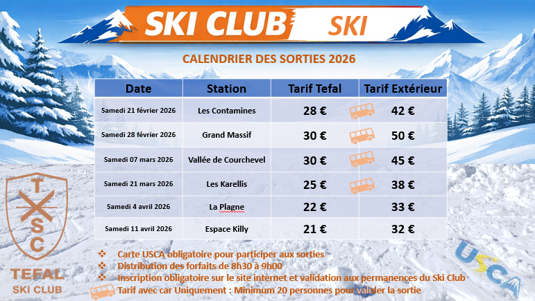 Calendrier des sorties 2026