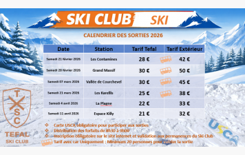 Calendrier des sorties 2026